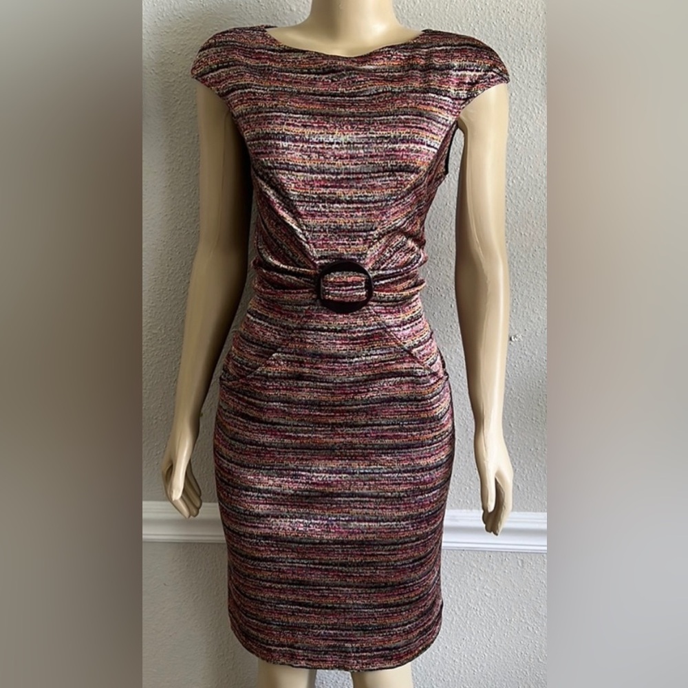 David Meister Multicolored Capped sleeve Dress Size 12/Large lowest price